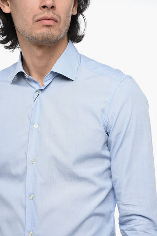Cotton Shirt with Curved Hem