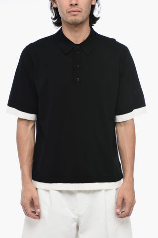  Technical Fabric Loose Fit Polo Shirt with Contrasting Hem 