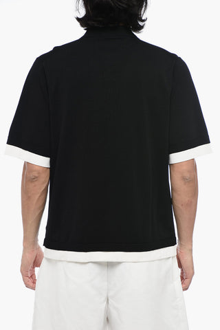  Technical Fabric Loose Fit Polo Shirt with Contrasting Hem 