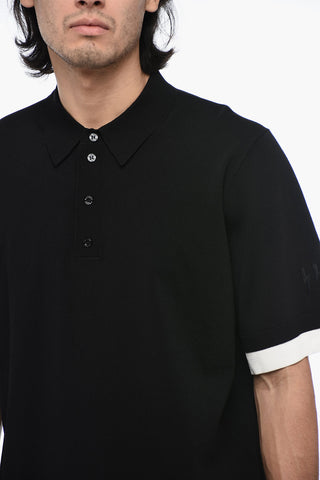  Technical Fabric Loose Fit Polo Shirt with Contrasting Hem 