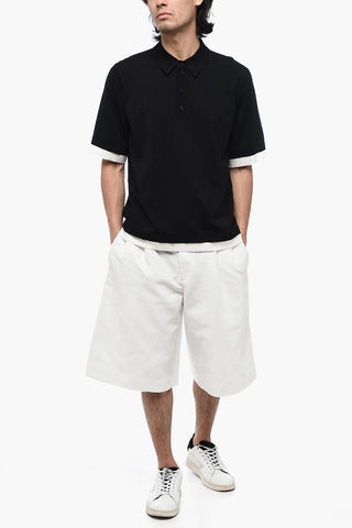  Technical Fabric Loose Fit Polo Shirt with Contrasting Hem 