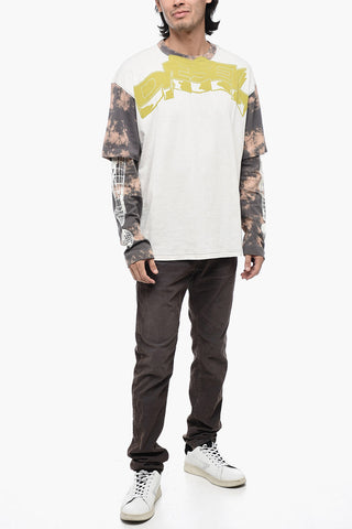 T-Shirt Doppio Strato T-WESHER con Effetto Tie-Dye 