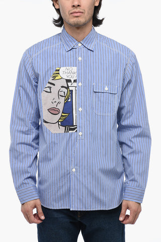 Striped Oversized Shirt with Pop Art Patch
