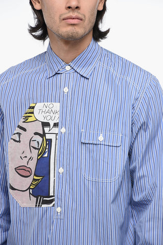 Striped Oversized Shirt with Pop Art Patch