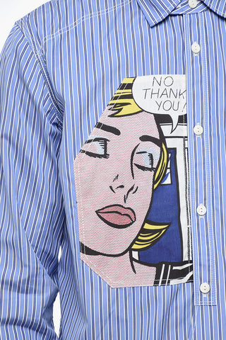 Striped Oversized Shirt with Pop Art Patch