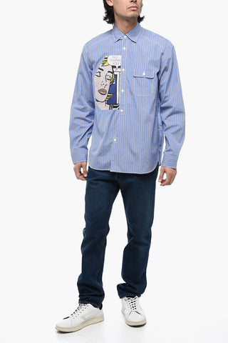 Striped Oversized Shirt with Pop Art Patch