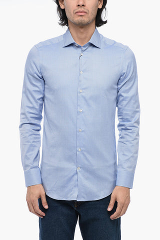 Cotton Shirt with Hopsack Pattern