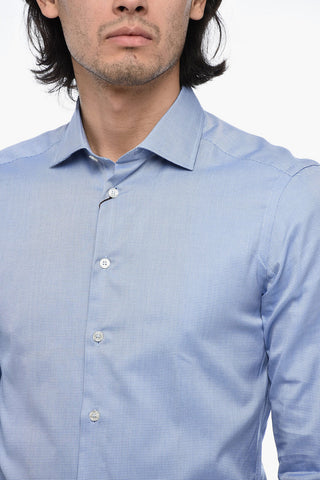 Cotton Shirt with Hopsack Pattern