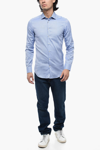 Cotton Shirt with Hopsack Pattern