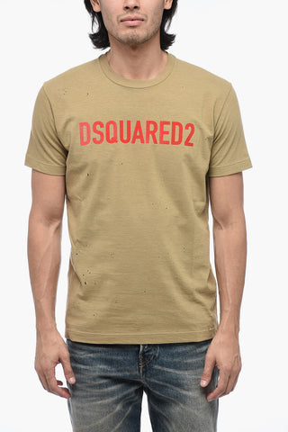Distressed T-Shirt with Flocked Logo