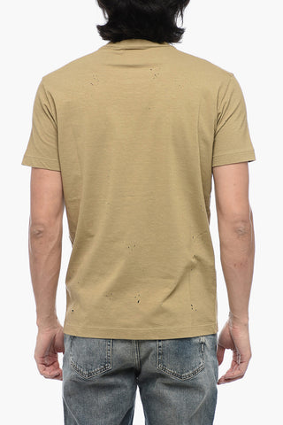 Distressed T-Shirt with Flocked Logo