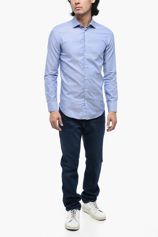 Cotton Shirt with Curved Hem
