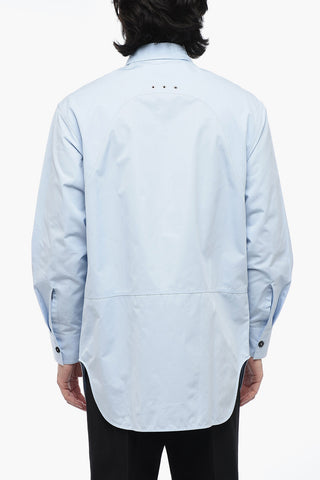 Cotton Oversized Shirt with Pointed Collar