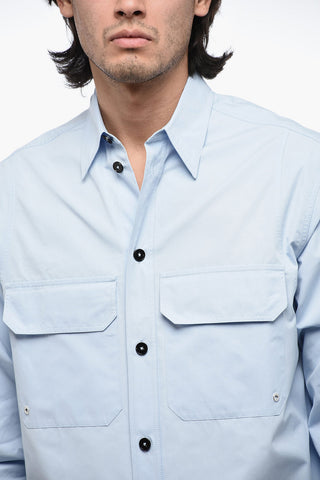 Cotton Oversized Shirt with Pointed Collar