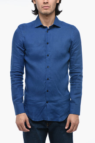 Camicia in Lino con Orlo Curvo