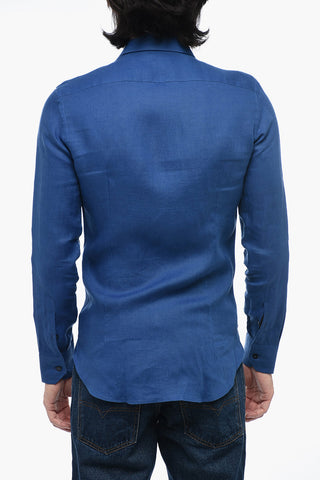 Camicia in Lino con Orlo Curvo