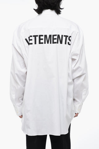 Camicia UNISEX Oversize in Popeline di Cotone con Logo Stampato