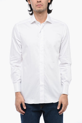 Camicia in Cotone con Abbottonatura Nascosta