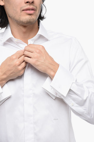 Camicia in Cotone con Abbottonatura Nascosta