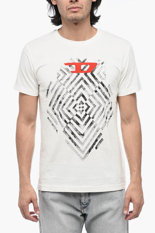 Geometrical Motif Crew-Neck T-DIEGOR-C16 T-shirt with Velvet Monogram