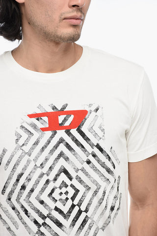 Geometrical Motif Crew-Neck T-DIEGOR-C16 T-shirt with Velvet Monogram