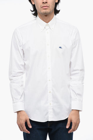 Camicia Ricamata con Colletto Button Down