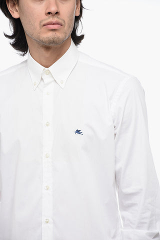 Camicia Ricamata con Colletto Button Down