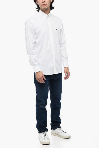 Camicia Ricamata con Colletto Button Down