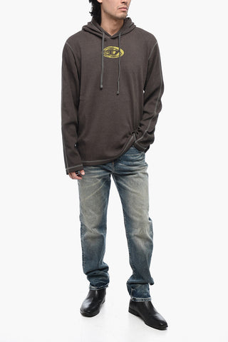 Hoodie T-CRONE-LS mit Delavé-Effekt