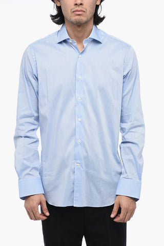 Cotton Blend Spread Collar Shirt