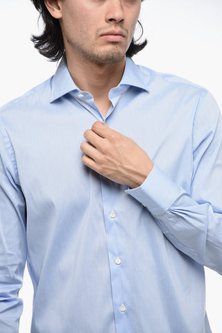 Cotton Blend Spread Collar Shirt