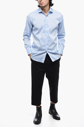 Cotton Blend Spread Collar Shirt