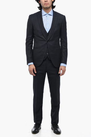 CERIMONIA 3-Piece Pin Point Wool Blend Suit