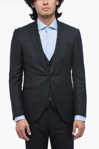 CERIMONIA 3-Piece Pin Point Wool Blend Suit