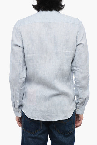 Camicia in Lino con Collo Button Down