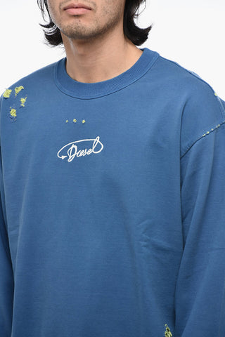 Distressed Sweatshirt S-MACS-L2 with Embroidered Logo