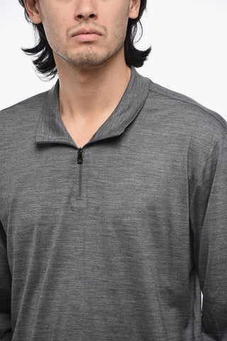 T-Shirt a Maniche Lunghe con Half Zip