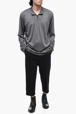 T-Shirt a Maniche Lunghe con Half Zip
