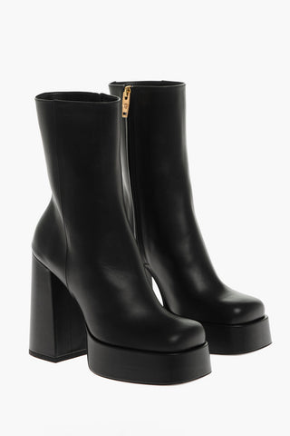 Stivaletti Platform in Pelle con Punta Squadrata 13cm