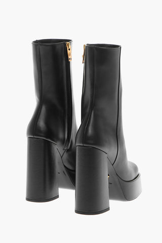 Stivaletti Platform in Pelle con Punta Squadrata 13cm