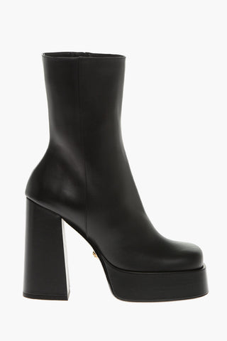 Stivaletti Platform in Pelle con Punta Squadrata 13cm