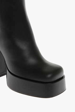 Stivaletti Platform in Pelle con Punta Squadrata 13cm