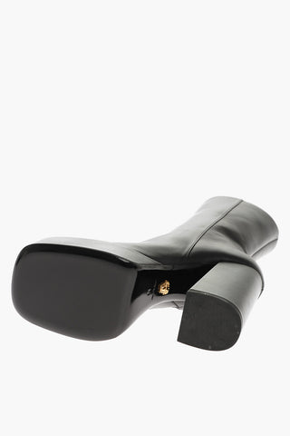 Stivaletti Platform in Pelle con Punta Squadrata 13cm