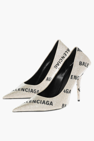 Pumps in Strass con Logo All-Over 11cm