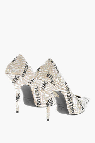 Pumps in Strass con Logo All-Over 11cm