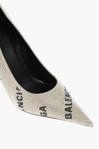 Pumps in Strass con Logo All-Over 11cm