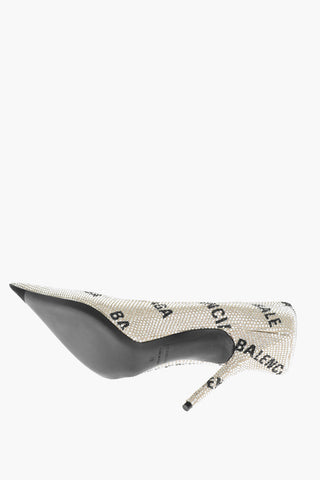 Pumps in Strass con Logo All-Over 11cm
