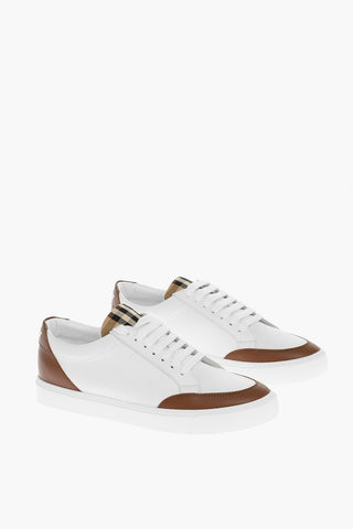 Sneakers Allacciate in Pelle con Dettagli Tartan