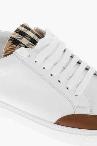 Sneakers Allacciate in Pelle con Dettagli Tartan