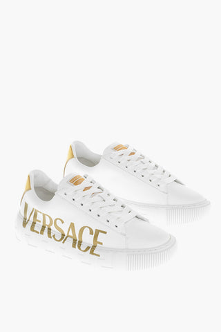 Leather LA GRECA Sneakers with Printed Logo
